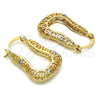 Oro Laminado Small Hoop, Gold Filled Style Greek Key Design, Polished, Tricolor, 02.102.0013.20