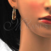 Oro Laminado Small Hoop, Gold Filled Style Greek Key Design, Polished, Tricolor, 02.102.0015.25