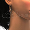 Oro Laminado Small Hoop, Gold Filled Style Greek Key Design, Polished, Tricolor, 02.102.0015.25