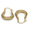 Oro Laminado Small Hoop, Gold Filled Style Greek Key Design, Polished, Tricolor, 02.102.0015.25