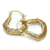 Oro Laminado Small Hoop, Gold Filled Style Greek Key Design, Polished, Tricolor, 02.102.0015.25