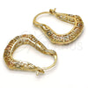 Oro Laminado Small Hoop, Gold Filled Style Greek Key Design, Polished, Tricolor, 02.102.0015.25