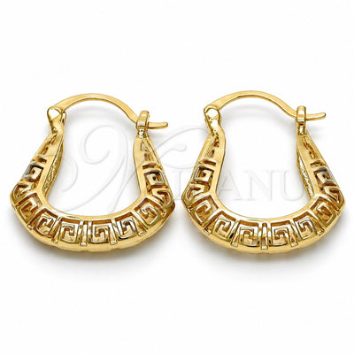 Oro Laminado Small Hoop, Gold Filled Style Greek Key Design, Polished, Tricolor, 02.102.0015.25