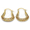 Oro Laminado Small Hoop, Gold Filled Style Greek Key Design, Polished, Tricolor, 02.102.0015.25