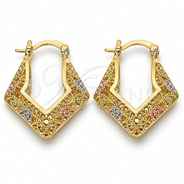 Oro Laminado Small Hoop, Gold Filled Style Polished, Tricolor, 02.102.0036.20