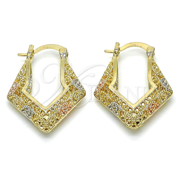 Gold Filled Hoop Earrings — Small Hoop Polished Tricolor 02. — main product view — SKU 116208 | Oro Laminado aretes de aro — Small Hoop pulido Tricolor 02. — SKU 116208