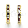 Oro Laminado Huggie Hoop, Gold Filled Style with Garnet and White Cubic Zirconia, Polished, Golden Finish, 02.267.0015.3.25