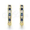 Oro Laminado Huggie Hoop, Gold Filled Style with Sapphire Blue and White Cubic Zirconia, Polished, Golden Finish, 02.267.0015.5.25