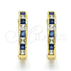 Oro Laminado Huggie Hoop, Gold Filled Style with Sapphire Blue and White Cubic Zirconia, Polished, Golden Finish, 02.267.0015.5.25