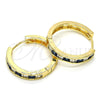 Oro Laminado Huggie Hoop, Gold Filled Style with Sapphire Blue and White Cubic Zirconia, Polished, Golden Finish, 02.267.0015.5.25
