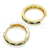 Oro Laminado Huggie Hoop, Gold Filled Style with Sapphire Blue and White Cubic Zirconia, Polished, Golden Finish, 02.267.0015.5.25