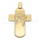 Dije Religioso 05.16.0218 Oro Laminado, Diseño de Cruz y Jesus, Pulido, Tono Dorado