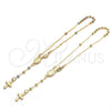 Oro Laminado Bracelet Rosary, Gold Filled Style Guadalupe and Cross Design, Polished, Golden Finish, 03.197.0002.08