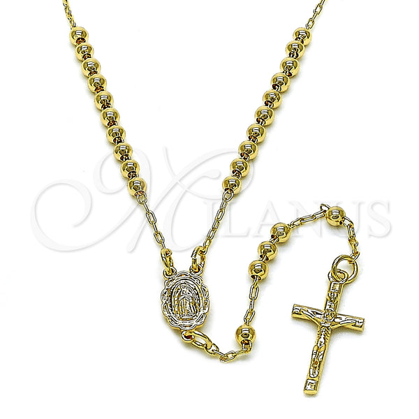 Oro Laminado Thin Rosary, Gold Filled Style Guadalupe and Crucifix Design, Polished, Golden Finish, 09.197.0001.18