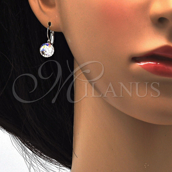 White Gold Filled Ring — Leverback Earring with Aurore Boreale Swarovski Crystals Polished — alternate product view — SKU 116235 | Oro Laminado Blanco anillo — Leverback Earring with Aurore Boreale Swarovski Crystals pulido — SKU 116235