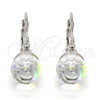 Rhodium Gold Filled Leverback Earring, with Aurore Boreale Swarovski Crystals, Polished, Rhodium Finish, 02.179.0002