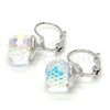 Rhodium Gold Filled Leverback Earring, with Aurore Boreale Swarovski Crystals, Polished, Rhodium Finish, 02.179.0002