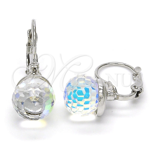 White Gold Filled Ring — Leverback Earring with Aurore Boreale Swarovski Crystals Polished — main product view — SKU 116235 | Oro Laminado Blanco anillo — Leverback Earring with Aurore Boreale Swarovski Crystals pulido — SKU 116235