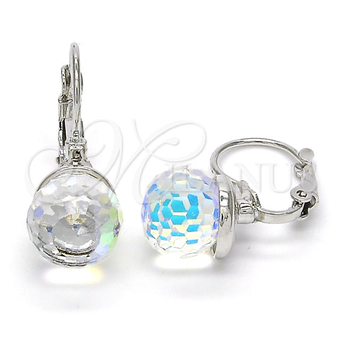 Rhodium Gold Filled Leverback Earring, with Aurore Boreale Swarovski Crystals, Polished, Rhodium Finish, 02.179.0002