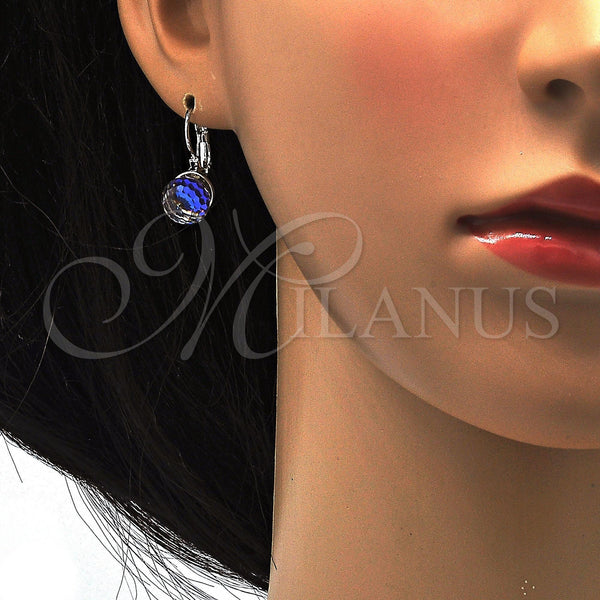 White Gold Filled Ring — Leverback Earring with Bermuda Blue Swarovski Crystals Polished — alternate product view — SKU 116237 | Oro Laminado Blanco anillo — Leverback Earring with Bermuda Blue Swarovski Crystals pulido — SKU 116237