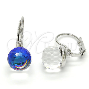 White Gold Filled Ring — Leverback Earring with Bermuda Blue Swarovski Crystals Polished — main product view — SKU 116237 | Oro Laminado Blanco anillo — Leverback Earring with Bermuda Blue Swarovski Crystals pulido — SKU 116237