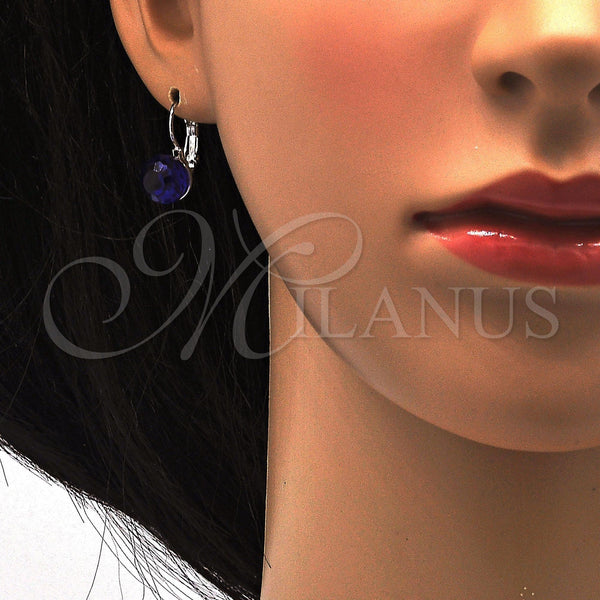 White Gold Filled Ring — Leverback Earring with Capri Blue Swarovski Crystals Polished — alternate product view — SKU 116238 | Oro Laminado Blanco anillo — Leverback Earring with Capri Blue Swarovski Crystals pulido — SKU 116238