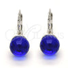 Rhodium Gold Filled Leverback Earring, with Capri Blue Swarovski Crystals, Polished, Rhodium Finish, 02.179.0002.3
