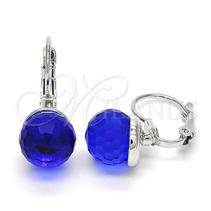 White Gold Filled Ring — Leverback Earring with Capri Blue Swarovski Crystals Polished — main product view — SKU 116238 | Oro Laminado Blanco anillo — Leverback Earring with Capri Blue Swarovski Crystals pulido — SKU 116238