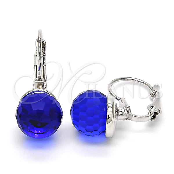 White Gold Filled Ring — Leverback Earring with Capri Blue Swarovski Crystals Polished — main product view — SKU 116238 | Oro Laminado Blanco anillo — Leverback Earring with Capri Blue Swarovski Crystals pulido — SKU 116238