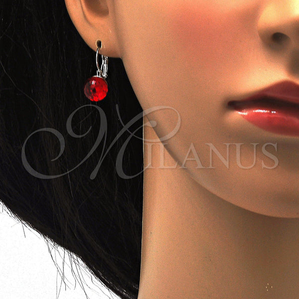 White Gold Filled Ring — Leverback Earring with Light Siam Swarovski Crystals Polished — alternate product view — SKU 116239 | Oro Laminado Blanco anillo — Leverback Earring with Light Siam Swarovski Crystals pulido — SKU 116239
