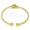 Oro Laminado Individual Bangle, Gold Filled Style Flower Design, with White Micro Pave, Diamond Cutting Finish, Golden Finish, 07.193.0002 (03 MM Thickness, One size fits all)