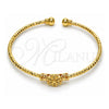 Oro Laminado Individual Bangle, Gold Filled Style Flower Design, with White Micro Pave, Diamond Cutting Finish, Golden Finish, 07.193.0002 (03 MM Thickness, One size fits all)