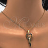 Oro Laminado Fancy Pendant, Gold Filled Style key and Love Design, with White Crystal, Polished, Golden Finish, 05.179.0055