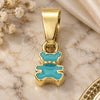 Oro Laminado Fancy Pendant, Gold Filled Style Teddy Bear Design, Acqua Enamel Finish, Golden Finish, 05.163.0086