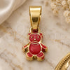 Oro Laminado Fancy Pendant, Gold Filled Style Teddy Bear Design, Red Enamel Finish, Golden Finish, 05.163.0087