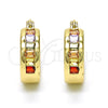 Oro Laminado Small Hoop, Gold Filled Style Baguette Design, with Multicolor Cubic Zirconia, Polished, Golden Finish, 02.99.0009.1.15