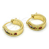 Oro Laminado Small Hoop, Gold Filled Style Baguette Design, with Multicolor Cubic Zirconia, Polished, Golden Finish, 02.99.0009.1.15
