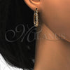 Oro Laminado Small Hoop, Gold Filled Style Greek Key Design, Polished, Tricolor, 02.102.0007.20