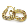 Oro Laminado Small Hoop, Gold Filled Style Greek Key Design, Polished, Tricolor, 02.102.0007.20