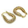 Oro Laminado Small Hoop, Gold Filled Style Greek Key Design, Polished, Tricolor, 02.102.0007.20