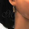 Oro Laminado Small Hoop, Gold Filled Style Greek Key Design, Polished, Tricolor, 02.102.0008.25