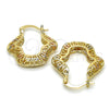 Oro Laminado Small Hoop, Gold Filled Style Greek Key Design, Polished, Tricolor, 02.102.0008.25