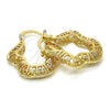 Oro Laminado Small Hoop, Gold Filled Style Greek Key Design, Polished, Tricolor, 02.102.0008.25