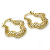 Oro Laminado Small Hoop, Gold Filled Style Greek Key Design, Polished, Tricolor, 02.102.0008.25