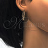 Oro Laminado Small Hoop, Gold Filled Style Heart Design, Polished, Tricolor, 02.102.0010.25