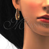 Oro Laminado Small Hoop, Gold Filled Style Greek Key Design, Polished, Tricolor, 02.102.0014.25