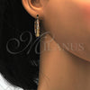 Oro Laminado Small Hoop, Gold Filled Style Greek Key Design, Polished, Tricolor, 02.102.0014.25