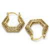Oro Laminado Small Hoop, Gold Filled Style Greek Key Design, Polished, Tricolor, 02.102.0014.25