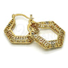 Oro Laminado Small Hoop, Gold Filled Style Greek Key Design, Polished, Tricolor, 02.102.0014.25