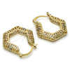 Oro Laminado Small Hoop, Gold Filled Style Greek Key Design, Polished, Tricolor, 02.102.0014.25